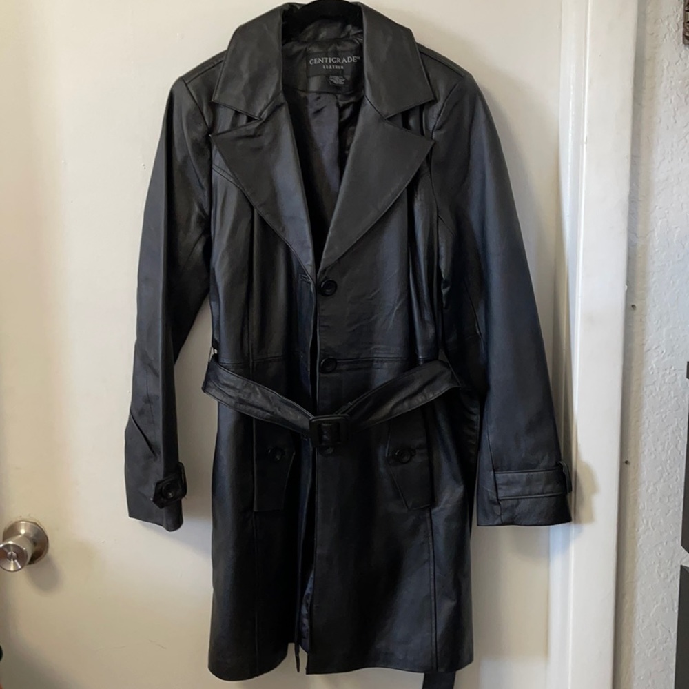 Centigrade leather trench coat size small